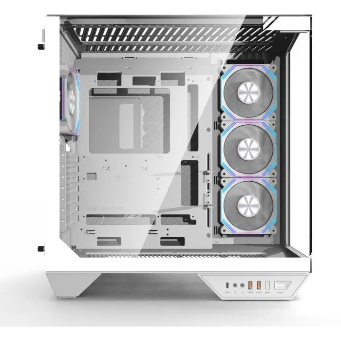 Darkflash DY470 - Boitier PC Cube Blanc sans alimentation, Format ATX/Micro ATX/Mini-ITX, avec 4 ventilateurs ARGB 120mm, verre trempé, USB Type-C, USB 3.0