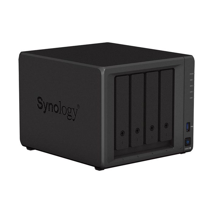 Synology DS923+ - NAS 4 baies avec processeur AMD Ryzen R1600, 4 Go DDR4 ECC, 2 ports M.2 NVMe, 4 emplacements SATA HDD/SSD, 2 ports 1GbE