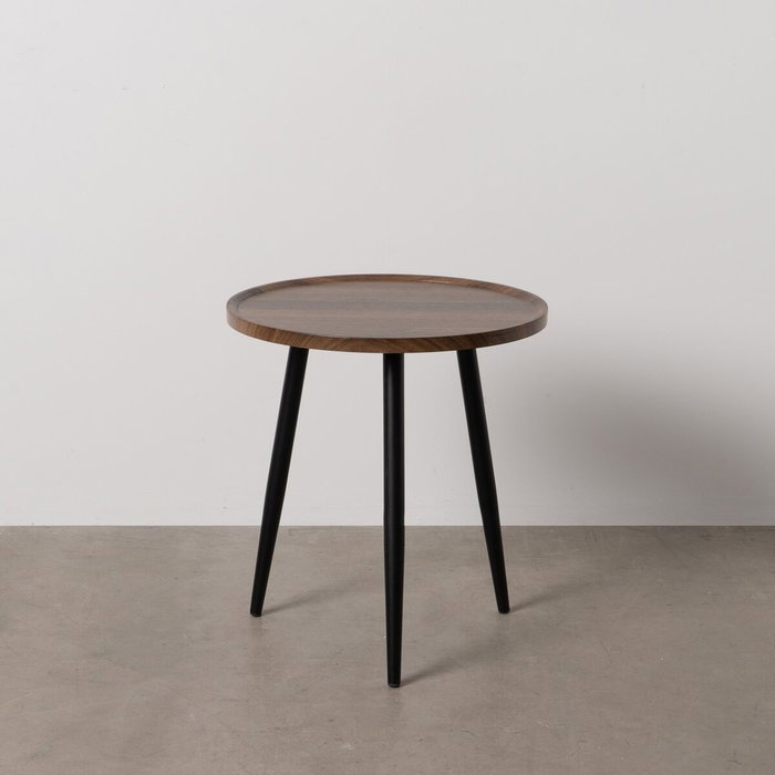 BigBuy Garden Petite Table d'Appoint Marron Noir Ronde
