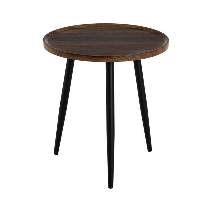 BigBuy Garden Petite Table d'Appoint Marron Noir Ronde