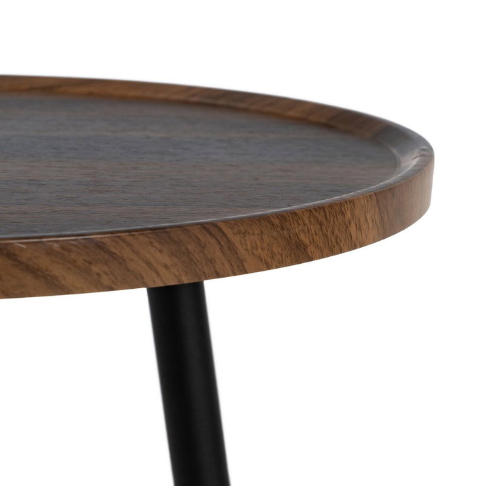BigBuy Garden Petite Table d'Appoint Marron Noir Ronde