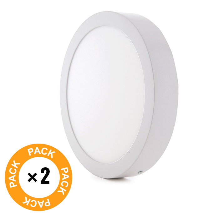 Pack de 2 plafonniers LED 24W 1900Lm 6000K Blanc Froid