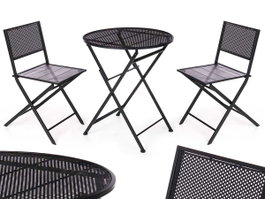 Ibergarden Set Table et 2 Chaises Noir Métal 96x60x22 cm