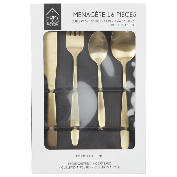 Home Deco Factory Service de couverts 16 pièces doré LOUNGE