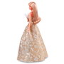 Barbie Poupée Barbie Holiday - Édition Limitée Noël - Cheveux Blonds, Robe Dorée et Argentée avec Fleurs - JBH95 - Inclut Socle et Certificat d'Authenticité
