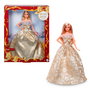 Barbie Poupée Barbie Holiday - Édition Limitée Noël - Cheveux Blonds, Robe Dorée et Argentée avec Fleurs - JBH95 - Inclut Socle et Certificat d'Authenticité