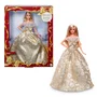 Barbie Poupée Joyeux Noël JBH95 Poupée blonde avec robe de soirée argent et or pour collectionneurs dès 6 ans