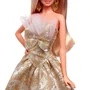 Barbie Poupée Joyeux Noël JBH95 Poupée blonde avec robe de soirée argent et or pour collectionneurs dès 6 ans