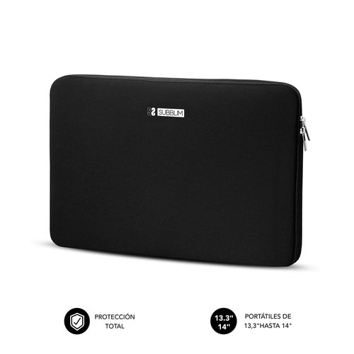 Subblim Housse Ordinateur Portable 13-14 Pouces Noir Protection Fine Néoprène