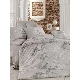 Parure de lit King 240 x 220 cm, 1 housse de couette + 2 taies d'oreiller 60 x 60 cm, 100% coton renforcé 140 fils, couleur gris, blanc, gris foncé