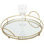Home Deco Factory Plateau de service avec base miroir et poignées dorées