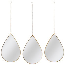 Home Deco Factory Lot de 3 miroirs suspendus goutte dorés