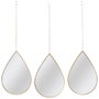 Home Deco Factory Lot de 3 miroirs suspendus goutte dorés