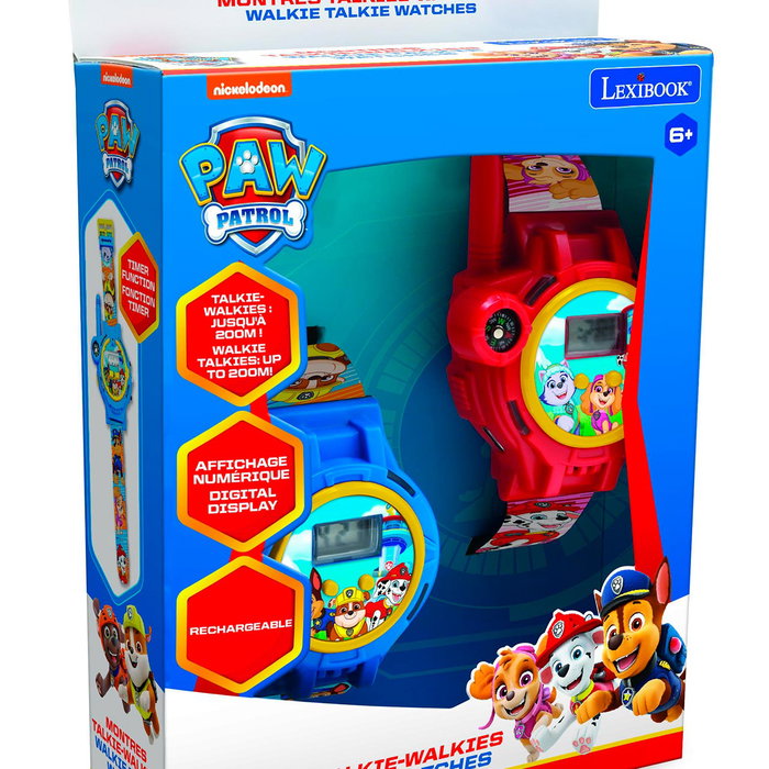 Lexibook - Reloj Walkie Talkie Patrulla Canina DMWTW1PA - Montre Talkie-walkie 2 en 1 avec boussole, lampe et portée 200m - Jouet Paw Patrol pour enfants +6 ans