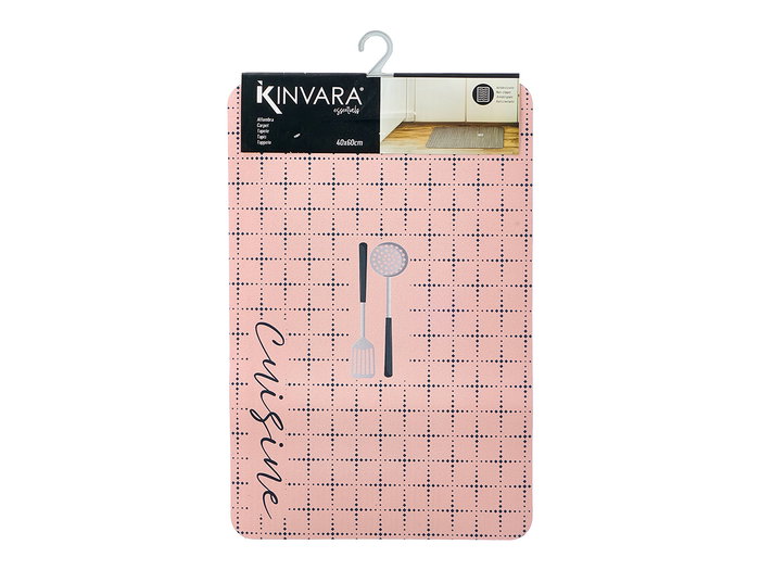 Kinvara Tapis de cuisine 40 x 60 cm en plastique rose et noir (Set de 24)
