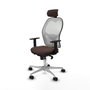 Piqueras y Crespo Chaise de Bureau avec Appui-tête 1D086N2 Blanc Brun foncé
