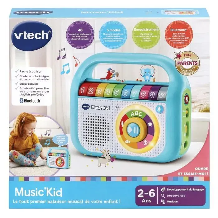 VTech Baby Music'kid - Baladeur Musical Enfant 40 Chansons - 4 Catégories (Apprentissage, Danses, Relaxation) - Jouet Éducatif Mixte Dès 24 Mois VTech Baby Music'kid - Baladeur Musical Enfant 40 Chansons - 4 Catégories (Apprentissage, Danses, Relaxation) - Jouet Éducatif Mixte Dès 24 Mois
