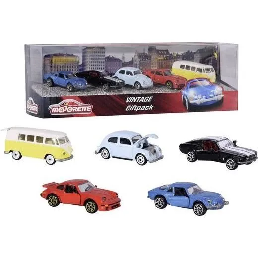 Smoby Majorette - Coffret Cadeau Vintage 5 Véhicules à Roues Libres 1/64 (Porsche 934, Alpine A110, VW Combi T1, VW Cox, Ford Mustang Fastback) Smoby Majorette - Coffret Cadeau Vintage 5 Véhicules à Roues Libres 1/64 (Porsche 934, Alpine A110, VW Combi T1, VW Cox, Ford Mustang Fastback)