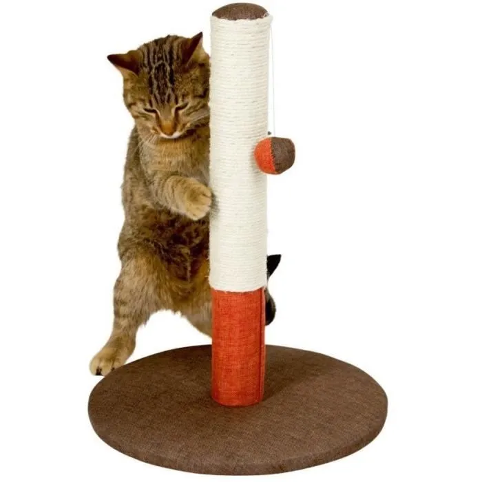 Kerbl Poteau Griffoir pour Chat OPAL BASIC Tronc 50 cm Bordeaux/Marron avec Sisal et Balle de Jeu - Diamètre Base 37 cm