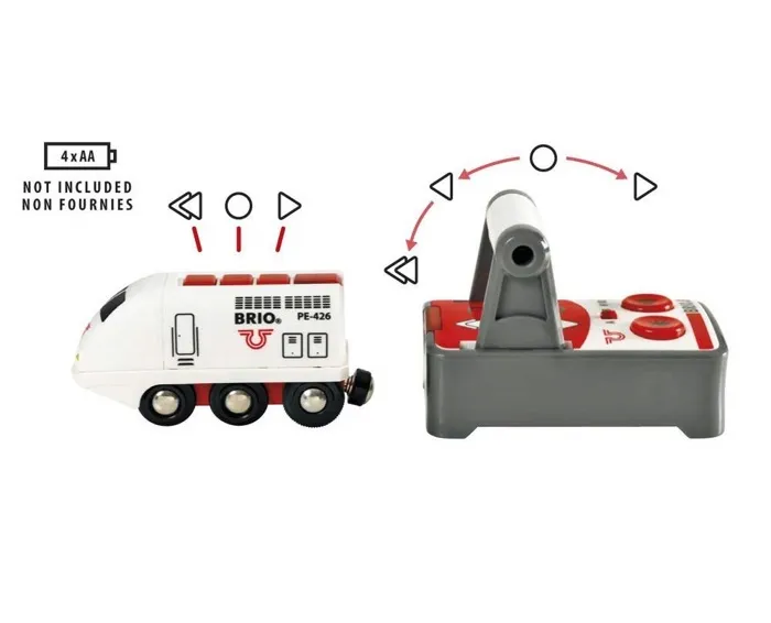 Brio World BRIO World - Train de Voyageur Radiocommandé en Bois avec Son & Lumière - Fonctions Avant/Arrière/Vitesses - Ravensburger - Jeu Enfant dès 3 ans