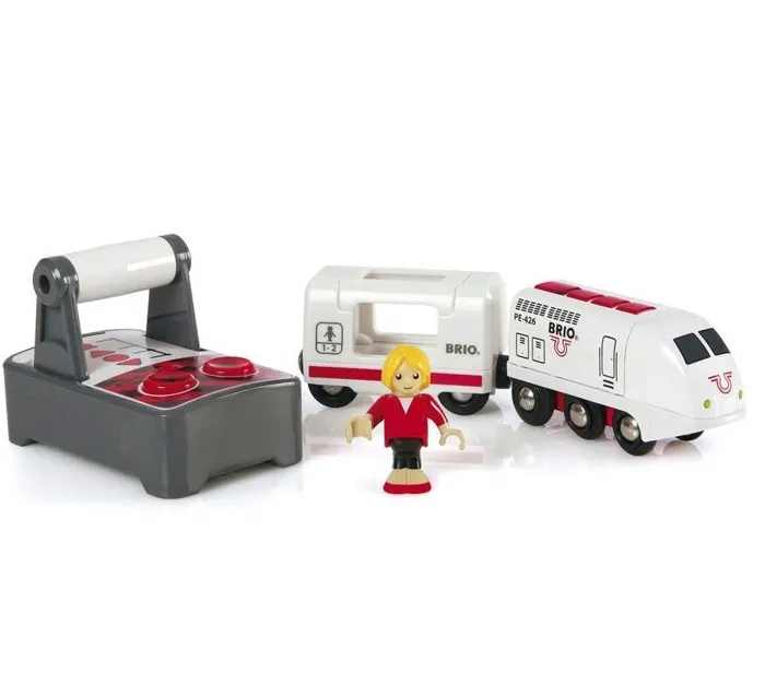 Brio World BRIO World - Train de Voyageur Radiocommandé en Bois avec Son & Lumière - Fonctions Avant/Arrière/Vitesses - Ravensburger - Jeu Enfant dès 3 ans