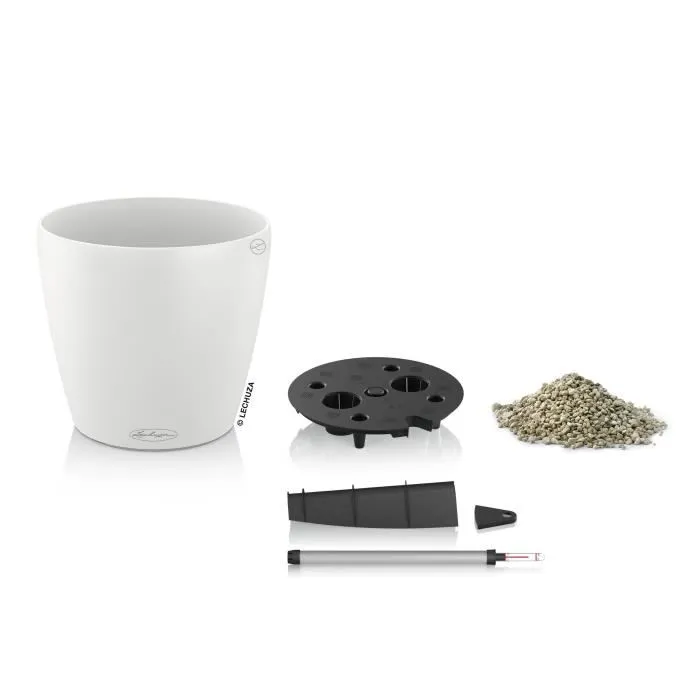 Lechuza Classico Color 43, Jardinière Autonome avec Kit Complet, Ø 42.0 x 39.5 cm, Réservoir 6L, Volume 33L, Blanc, 13230