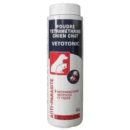 VETOCANIS Poudre Anti-puces et Tiques à la Tétraméthrine pour Chien et Chat - Traitement Parasitaire
