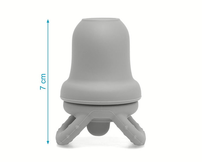 KioKids Réducteur d'étouffement en silicone gris pour bébé +6 mois, avec sac de transport, pour fruits, légumes, va au lave-vaisselle