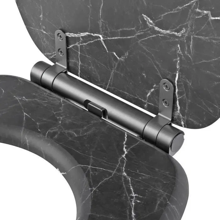 Gelco - Abattant w.c. frein de chute en marbre noir et MDF FSC, déclipsable, avec charnières métal graphite brossé