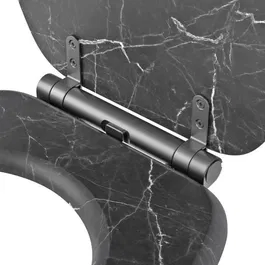 Gelco - Abattant w.c. frein de chute en marbre noir et MDF FSC, déclipsable, avec charnières métal graphite brossé