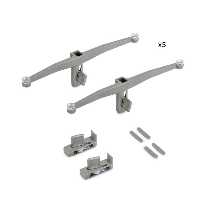 Emuca Lot de consoles pour 5 tablettes en verre pour la structure Zero, verre non inclus, Zamak, Peint gris pierre