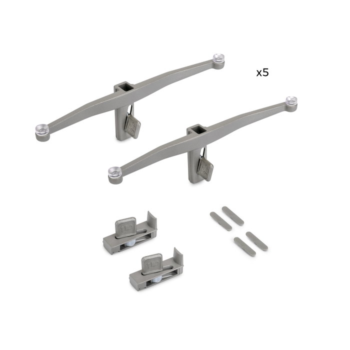 Emuca Lot de 5 consoles pour tablettes en verre Zero, Gris pierre Emuca Lot de 5 consoles pour tablettes en verre Zero, Gris pierre