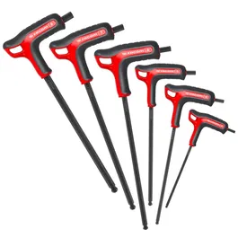 Facom Jeu de 6 Clés à Tête Hexagonale 6 Pans en T 84TZSA.PB avec Douille Sphérique et Poignées Ergonomiques - Acier Carbone Silicium Poli Phosphaté