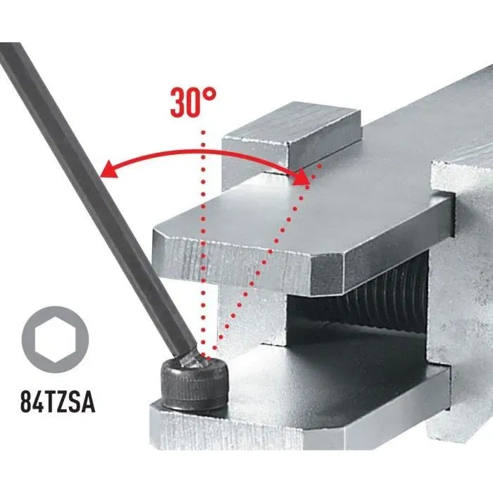 Facom Jeu de 6 Clés à Tête Hexagonale 6 Pans en T 84TZSA.PB avec Douille Sphérique et Poignées Ergonomiques - Acier Carbone Silicium Poli Phosphaté