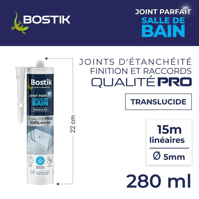 Bostik Joint Parfait Mastic silicone Transparent 280 ml