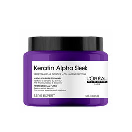 L'Oréal Professionnel Masque Capillaire Lissant Alpha Sleek à la Kératine 500 ml - Hydratation Profonde, Brillance Instantanée