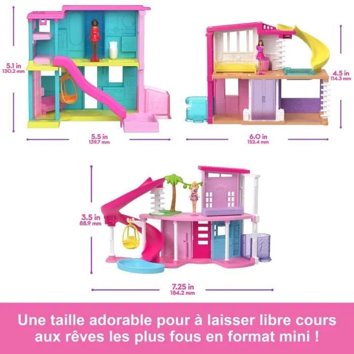 Barbie Mini Barbieland Mini Maison de Poupée, Maison de Rêve avec Mini Poupée Surprise, Modèle Aléatoire