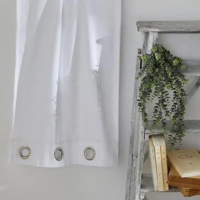 Today CHARME - Voilage 140x240 cm en 100% coton, finition dentelle avec oeillets argentés, couleur craie - Prêt à poser