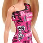 Barbie Poupée Fashionista avec Robe Rose Logo Dénudée Une Épaule, Cheveux Blonds à Coiffer, Look Barbiecore, pour Enfants 3 Ans et Plus