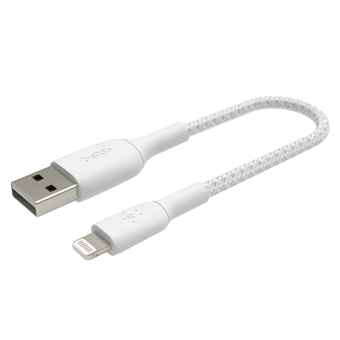 Belkin Câble Lightning vers USB-A 15cm Tressé Blanc certifié MFi