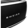 Sweiss GRV9 Grille-pain Vintage - 1500 W - 2 Fentes - Fonctions Décongélation et Réchauffage - Design Acier Inoxydable et Panier à Miettes Amovible - Noir
