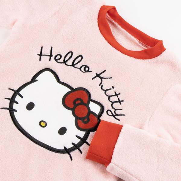 Cerdá Pyjama Long Hello Kitty Flammé Coral en Polaire Rose Clair - Taille 12 Ans