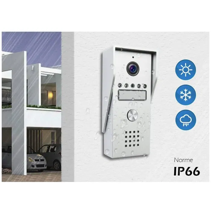 Kyf Portier vidéo - Filaire et WiFi - Écran tactile LCD 7 pouces - Interphone connecté pour entrée