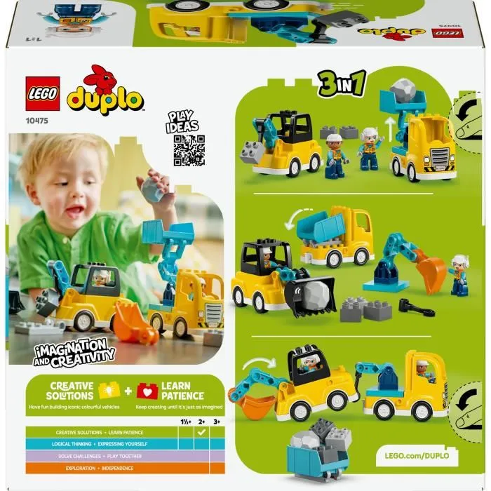 Lego - Jeu de Construction DUPLO Ma Ville 10475 Les Véhicules de Chantier 3-en-1 - Jeu Interactif pour Enfant dès 2 ans Lego - Jeu de Construction DUPLO Ma Ville 10475 Les Véhicules de Chantier 3-en-1 - Jeu Interactif pour Enfant dès 2 ans