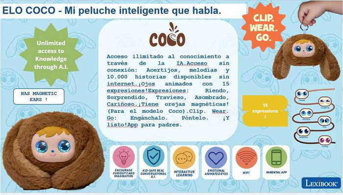 Lexibook Elo Coco Peluche Interactive avec Yeux Animés et I.A. Lexibook Elo Coco Peluche Interactive avec Yeux Animés et I.A.