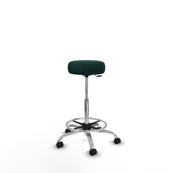Tabouret Tolosa Pivotant Cuir écologique Non applicable Maille Vert foncé Structure chromée Sans accoudoirs Sans appui-tête Roulettes pour moquette