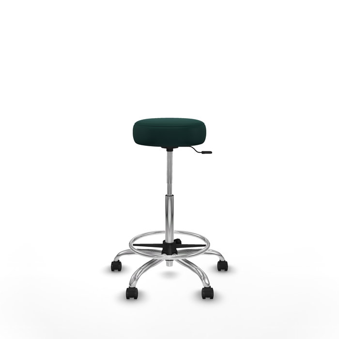 Tabouret Tolosa Pivotant Cuir écologique Non applicable Maille Vert foncé Structure chromée Sans accoudoirs Sans appui-tête Roulettes pour moquette