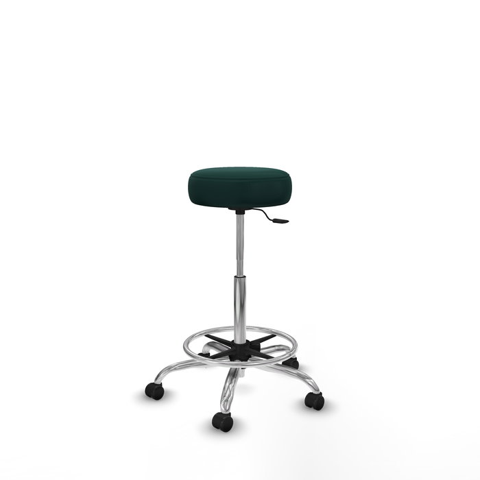 Tabouret Tolosa Pivotant Cuir écologique Non applicable Maille Vert foncé Structure chromée Sans accoudoirs Sans appui-tête Roulettes pour moquette