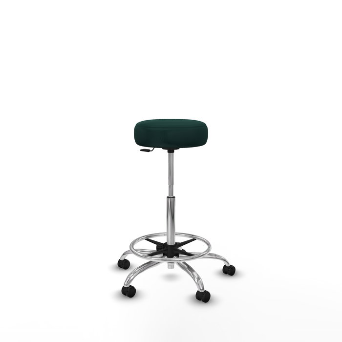 Tabouret Tolosa Pivotant Cuir écologique Non applicable Maille Vert foncé Structure chromée Sans accoudoirs Sans appui-tête Roulettes pour moquette