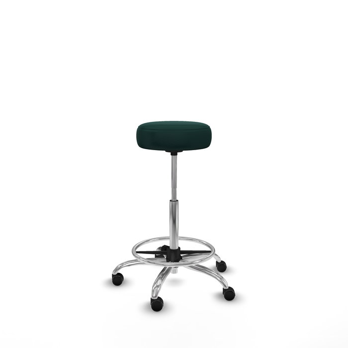 Tabouret Tolosa Pivotant Cuir écologique Non applicable Maille Vert foncé Structure chromée Sans accoudoirs Sans appui-tête Roulettes pour moquette